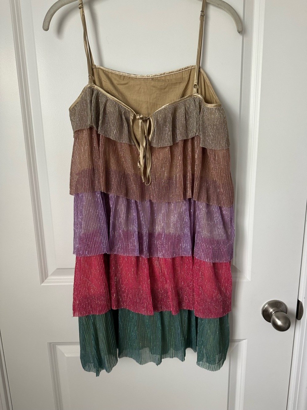 Tiered Metallic Rainbow mini Dress - Picture 2 of 6